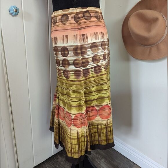 Talbots Dot Geometric Pattern Skirt 12 Fairycore Barncore Whimsigoth Boho - Picture 7 of 10